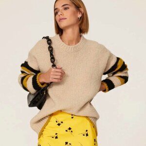 La DoubleJ Crew Boy Jumper Sweater in Cream/ Mustard/ Black Size M